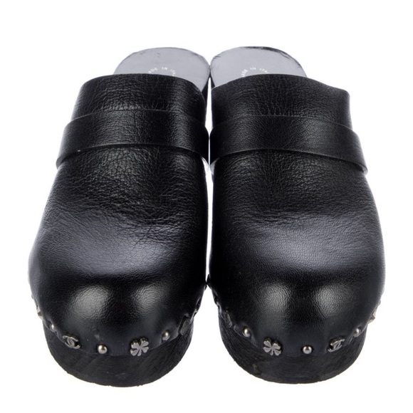 CHANEL Calfskin CC Lucky Charms Studded Clogs Size 41 - Picture 9 of 11